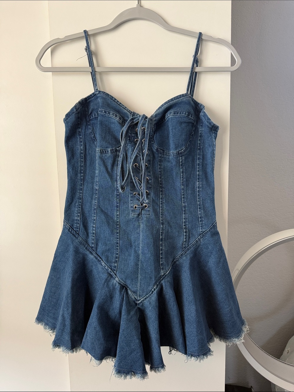 Dolls Kill denim corset mini dress